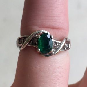 Emerald & Sterling Silver Ring